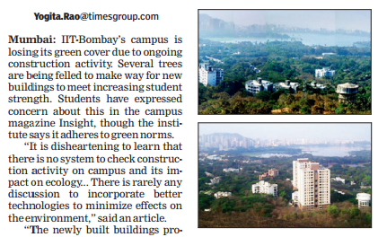Times of India: Construction work eroding green cover